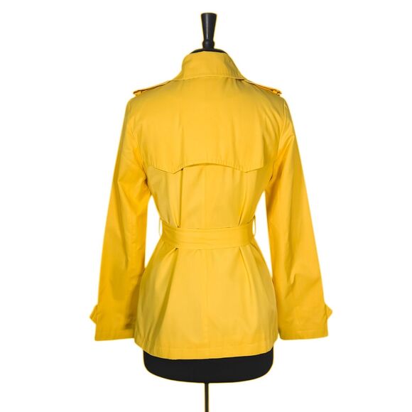 Ralph Lauren Womens Trench Coat Small Yellow Double Breasted Belted Cotton Blend - Picture 2 of 11